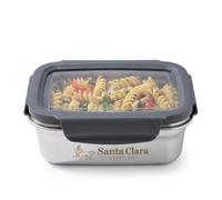 INDE SANTA CLARA | Fiambrera de Acero Inoxidable 0.6L Hermética para Microondas, Tapa Plástica con 4 Cierres, Apta para Horno, Tupper Acero Inoxidable, Bento Box, Termo Comida