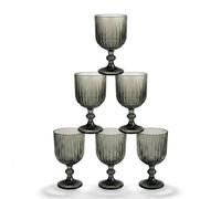 INDE SANTA CLARA | Set 6 Copas de Agua Cristal 350cc Odiel Verde, Copa Vaso Vino de Vidrio Relieve Verde, Aptas Lavavajillas y Microondas