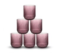 INDE SANTA CLARA | Set 6 Vasos de Cristal Agua 270cc Odiel Morado, Vasos Agua de Vidrio Relieve Morado, Aptos Lavavajillas y Microondas