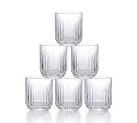 INDE SANTA CLARA | Set 6 Vasos de Cristal Agua 270cc Odiel Transparente, Vasos Agua de Vidrio Relieve, Aptos Lavavajillas y Microondas