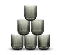 INDE SANTA CLARA | Set 6 Vasos de Cristal Agua 270cc Odiel Verde, Vasos Agua de Vidrio Relieve Verde, Aptos Lavavajillas y Microondas