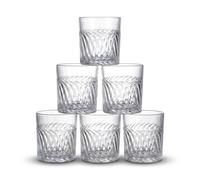INDE SANTA CLARA | Set 6 Vasos de Cristal Agua 35cl Oban Tallado Transparente, Vasos Bajos de Vidrio Claro, Vasos Agua Aptos Lavavajillas y Microondas