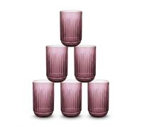 INDE SANTA CLARA | Set 6 Vasos de Cristal Agua 430cc Odiel Morado, Vasos Agua Altos de Vidrio Relieve Morado, Aptos Lavavajillas y Microondas