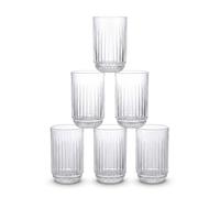 INDE SANTA CLARA | Set 6 Vasos de Cristal Agua 430cc Odiel Transparente, Vasos Agua Altos de Vidrio Relieve, Aptos Lavavajillas y Microondas