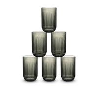 INDE SANTA CLARA | Set 6 Vasos de Cristal Agua 430cc Odiel Verde, Vasos Agua Altos de Vidrio Relieve Verde, Aptos Lavavajillas y Microondas