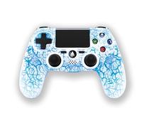 indeca BUSINESS Mando inalámbrico T-Rex Blanco con luces LED RGB - Compatible con PS4, PC, Android e iOS | Vibración dual, batería recargable 1000 mAh y diseño ergonómico