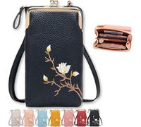 Indefinitet/Declrationun Women Sling Cross-Body Wallet Purse with Phone Holder, Forever Savour Embroidered Leather Gift (F)