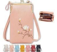 Indefinitet/Declrationun Women Sling Cross-Body Wallet Purse with Phone Holder, Forever Savour Embroidered Leather Gift (C)