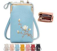 Indefinitet/Declrationun Women Sling Cross-Body Wallet Purse with Phone Holder, Forever Savour Embroidered Leather Gift (G)