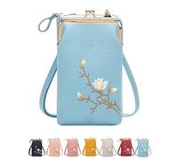 Indefinitet Rowgins Women Sling Cross-Body Wallet with Mobile Cell Phone Holder, Forever Savour Mobile Phone Bag (Light Blue)