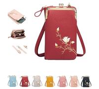 Indefinitet Rowgins Women Sling Cross-Body Wallet With Mobile Cell Phone Holder Passport Cellphone Crossbody Purse Bag (Red)