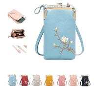 Indefinitet Rowgins Women Sling Cross-Body Wallet With Mobile Cell Phone Holder Passport Cellphone Crossbody Purse Bag (Blue)