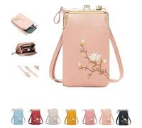 Indefinitet Rowgins Women Sling Cross-Body Wallet With Mobile Cell Phone Holder Passport Cellphone Crossbody Purse Bag (Pink)