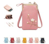Indefinitet Rowgins Women Sling Cross-Body Wallet With Mobile Cell Phone Holder Passport Cellphone Crossbody Purse Bag (Dark Pink)