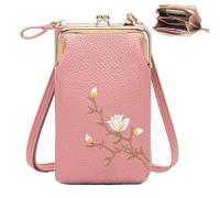 Indefinitet Women Sling Cross-Body Wallet, Crossbody Bags for Women, with Mobile Cell Phone Holder, for Outdoor Travel (Pink)