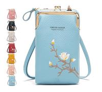 Indefinitet Women Sling Cross-Body Wallet, with Mobile Cell Phone Holder, Crossbody Bags for Women Travel (Blue)