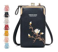 Indefinitet Women Sling Cross-Body Wallet, with Mobile Cell Phone Holder, Crossbody Bags for Women Travel (Black)