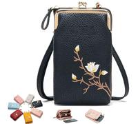 Indefinitet Women Sling Cross-Body Wallet with Mobile Cell Phone Holder, Crossbody Bags for Women Travel (Black)