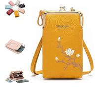 Indefinitet Women Sling Cross-Body Wallet with Mobile Cell Phone Holder, Forever Savour Cross-body Mobile Phone Bag (yellow)