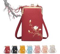 Indefinitet Women Sling Cross-Body Wallet with Mobile Cell Phone Holder, Large Crossbody Bags for Women Travel (Red)