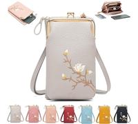 Indefinitet Women Sling Cross-Body Wallet with Mobile Cell Phone Holder, Small Crossbody Purses for Women (grey)