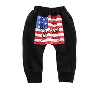 Independence Day American Flge Harem Pantalones Harem Cintura Media Cinturón Elástico Deportes Pantalones Casual Pantalones Niño 140, Negro , 2-3 años