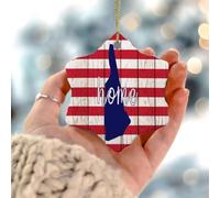 Independence Day Home New Hampshire - Adorno redondo para árbol de Navidad del 4 de julio, bandera nacional de cerámica, diseño de bandera nacional, rojo, blanco y azul, para decoraciones de fiestas