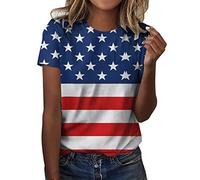 Independence Day para mujeres imprimir camisas de verano diarias para mujeres camisetas de tirantes con cuello redondo 4 de julio impresión blusa manga corta camisas de entrenamiento informales