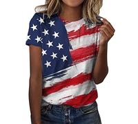 Independence Day para mujeres imprimir camisas de verano diarias para mujeres camisetas de tirantes con cuello redondo 4 de julio impresión blusa manga corta camisas de entrenamiento camisetas