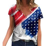 Independence Day para mujeres imprimir camisas de verano diarias para mujeres camisetas de tirantes con cuello redondo 4 de julio impresión blusa manga corta camisas de entrenamiento camisetas