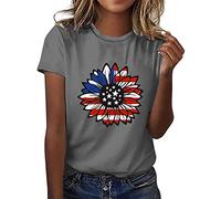 Independence Day Shirt Women Graphics T-Shirt für Frauen Top Crew neck Kurzarm Sonnenblumendruck Top Shirt Spitzenoberteil Hochzeit, GY2., XL