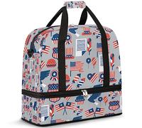 Independence Day USA - Bolsa de viaje plegable de 47 L, bolsa de fin de semana con funda para carrito de transporte, bolsa de hombro separada para deportes, gimnasio, viajes, multicolor, 47L, Bolsa de