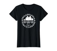 Independence Hall, Filadelfia, Pensilvania, Filadelfia, Pretzel Camiseta gráfica económica, Mujer, Negro, M