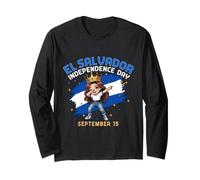 Independencia de El Salvador 15 de septiembre Bandera Salvadoreña Manga Larga