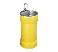Independiente Lavabo de baño base redonda, lavabo pedestal comercial creativo y colorido con acero inoxidable, tocador independiente pintado metal moderno(Yellow)