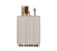 Independiente Zapatero de 120 cm de alto con 3 cajones abatibles, diseño minimalista moderno, mueble estrecho, estante de almacenamiento for salón y pasillo, color blanco. Estanteria Zapatos