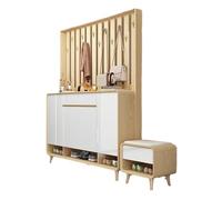 Independiente Zapatero y perchero for puerta del hogar, gabinete divisorio de entrada for sala de estar integrado, nuevo gabinete de almacenamiento de estilo chino con taburete for cambiar zapatos Est