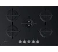 INDESIT ING 72T/BK1 Cocina De Gas 5 Fuegos Vidrio 73 Cm Negro