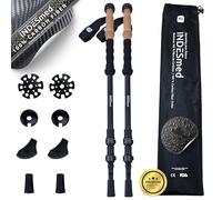 INDESmed | Bastones de Trekking 100% Fibra de Carbono - Ultraligeros, Telescópicos y Ajustables con Cierre Metálico Rápido | Bastones de Senderismo para Montaña, Trail Running y Nordic Walking (Negro)