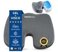 INDESMED Cojín Antiescaras Gel + Viscoelástico de Alta Densidad Premium Memory Foam | Funda Terciopelo Lavable con Antideslizante-Ergonómico, para Oficina, Hogar, Silla de Ruedas, Coche | 45x35x7cm