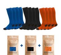 INDESmed - Medias de compresión de bambú natural, perfectas para mejorar la circulación, deporte y recuperación, compresión médica certificada de 25 mmHg de máxima calidad. (Negro, Azul y Naranja, M)