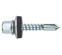INDEX A PERFECT FIXING - ABE256380 [DIN-7504-K + ARVUL] Tornillo autotaladrante DIN 7504-K y arandela de EPDM, Cabeza hexagonal, Tornillo de 6,3 x 80 mm (huella 7) y arandela de 25 mm, 100 unidades