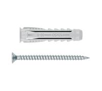 INDEX A PERFECT FIXING - TPPOZTS08 TN4S + TP-PO Z Taco de nylon multimaterial con tirafondo de acero zincado, Medida: 8x40 Ø8 (taco) + 5x60 mm (tornillo), Caja de 50 unidades