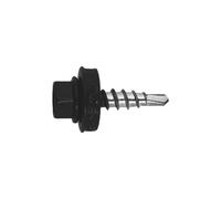 Index AFNE144828 - Tornillo punta broca reducida cubierta metal-madera + arandela P-14 4,8x28 RAL 9011, envase de 250 unidades