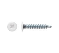 INDEX Fixing Systems BCP CB - Pack de 500 tornillos autotaladrantes de cabeza extraplana y huella Phillips (recubrimiento cincado, 4,2 x 14 mm) color blanco