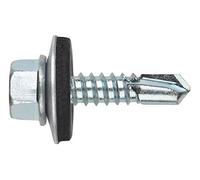 INDEX Fixing Systems DIN-7504-K + ARVUL - Pack de 60 tornillos autotaladrantes de cabeza hexagonal con arandela estampada (recubrimiento cincado, 5,5 x 25 mm, P16)