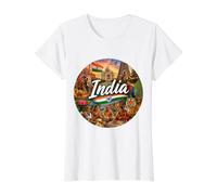 India, Asia meridional, Mumbai, Jaipur, Delhi, Goa, Nueva Delhi, Camiseta gráfica económica, Mujer, Blanco, S
