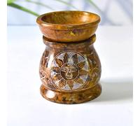 India House Difusor de Aroma Quemador de Aceite, Soporte para Velas de té de esteatita, Trabajo Jali Tallado a Mano, esteatita, para aromaterapia (Sun)