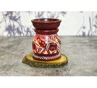 India House Difusor de Aroma Quemador de Aceite, Soporte para Velas de té de esteatita, Trabajo Jali Tallado a Mano, esteatita, para aromaterapia (Red Elephant)