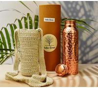 India House | Pure Copper Water Bottles | Seamless Leak Proof Copper Bottle | Perfect Ayurvedic Copper Bottle (Hammereed)